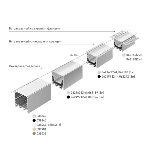Профиль LINIA45-F-TRAY-3000 BLACK (Arlight, Алюминий)