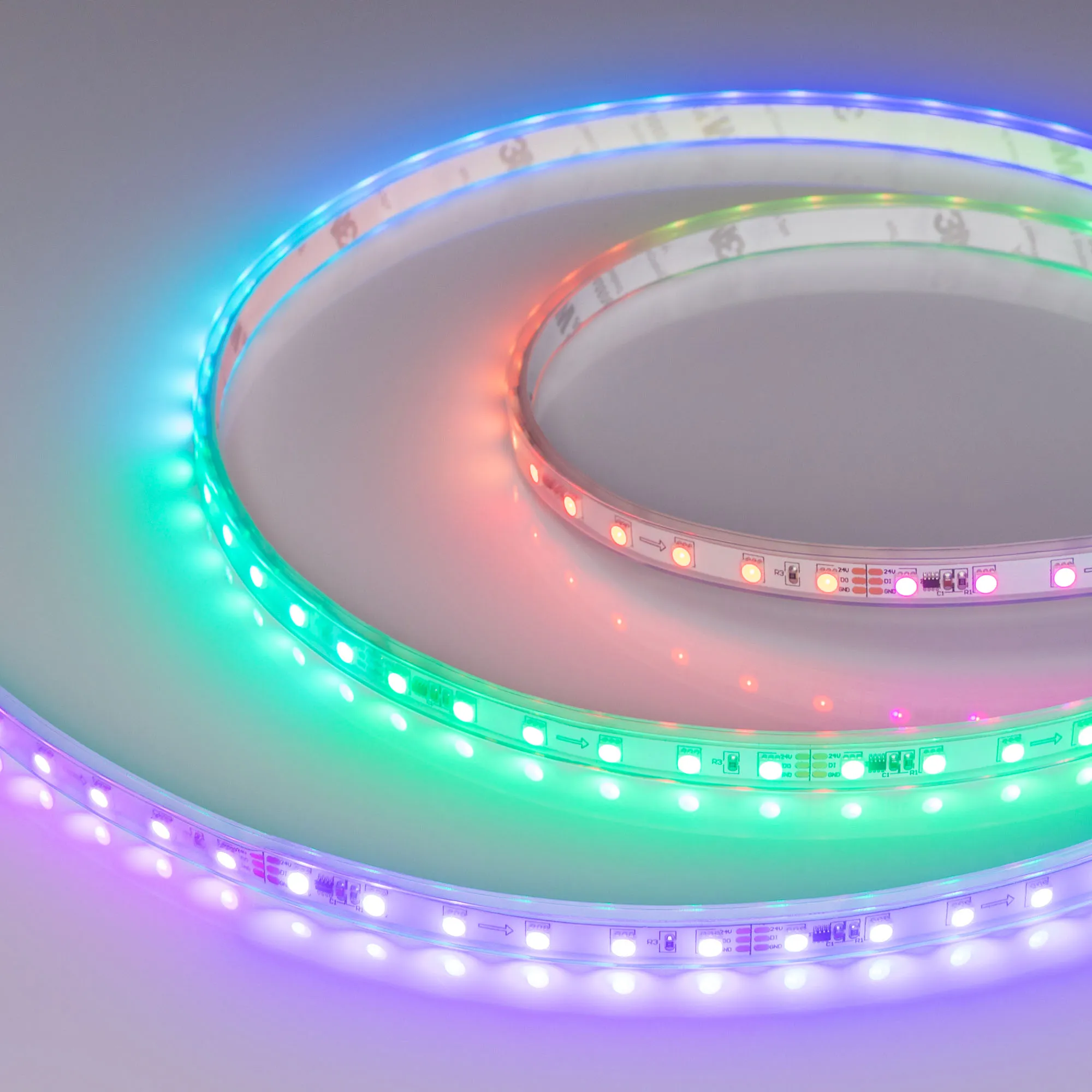 Лента светодиодная герметичная SPI-P-F72-11mm 24V RGB-PX6 (14.4 W/m, IP66, 3535, 5m) (Arlight, бегущий огонь)