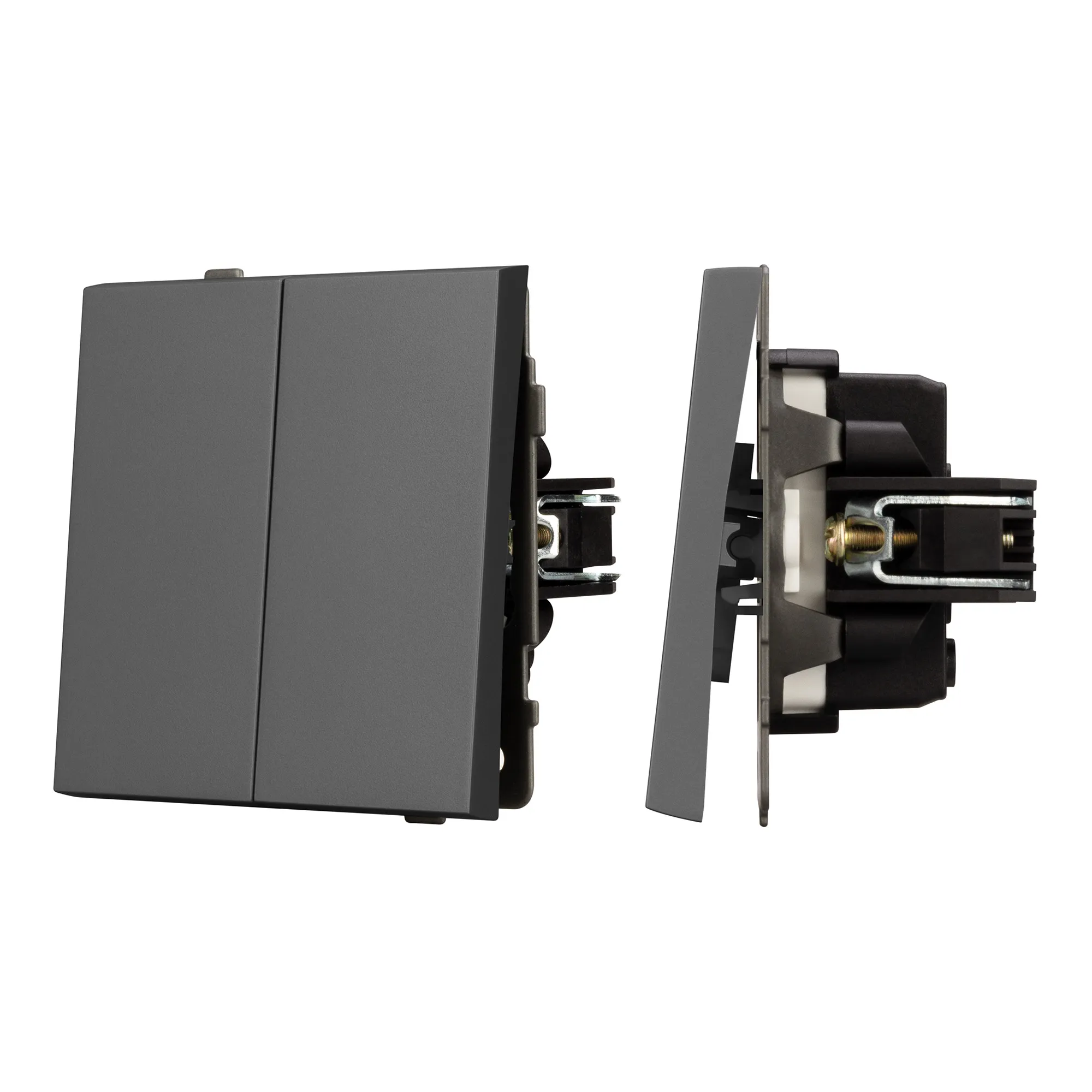 Механизм выключателя двухклавишный проходной SWT-TENDO-MKP2-SFPL-GR (230V, 10A) (Arlight, -) - изображение товара